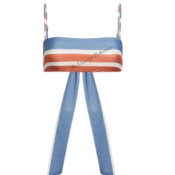 Same Skin NWT Bandeau Top Camel/Slate/Cream - Picture 2 of 3